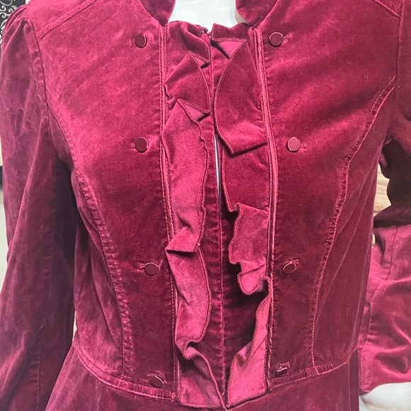White House Black Market Victorian style faux suede Burgundy jacket size 8 - Picture 2 of 6
